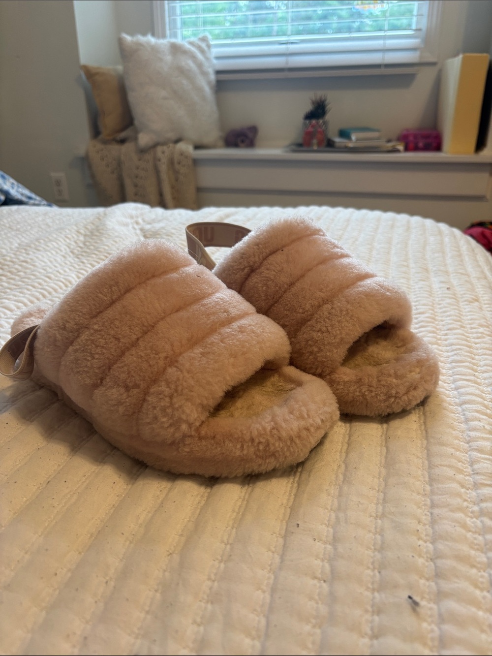 UGG Plush Slide Slippers in Blush